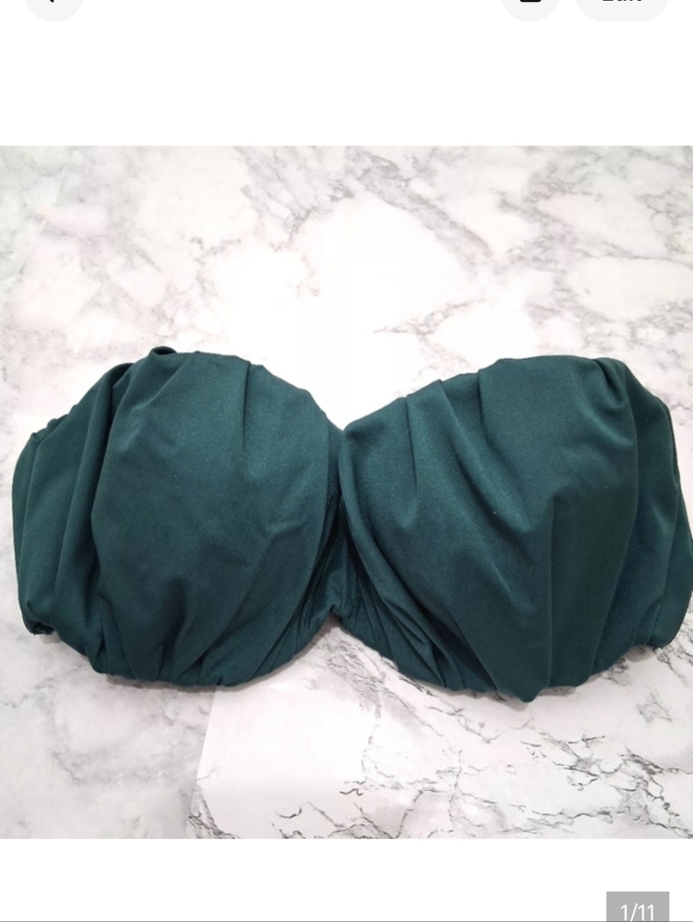 H&M Bikini Women's Metallic Green Bandeau Underwire Bikini Top Size 34D 🌞